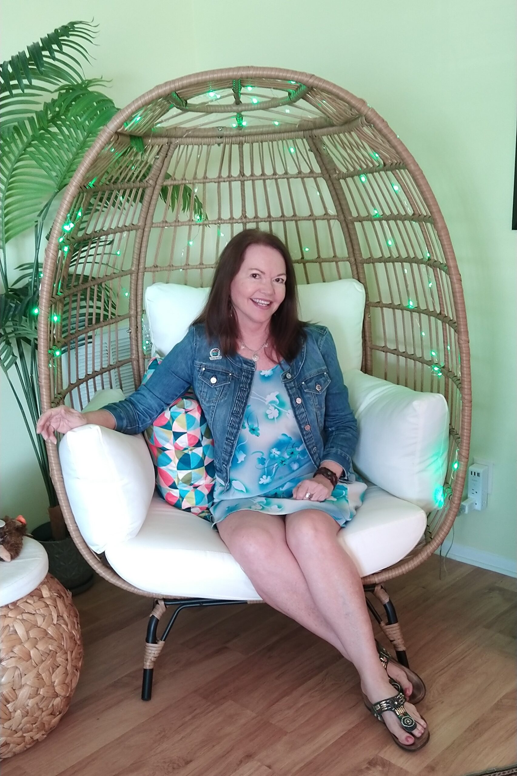 Me in egg chair vintage dress